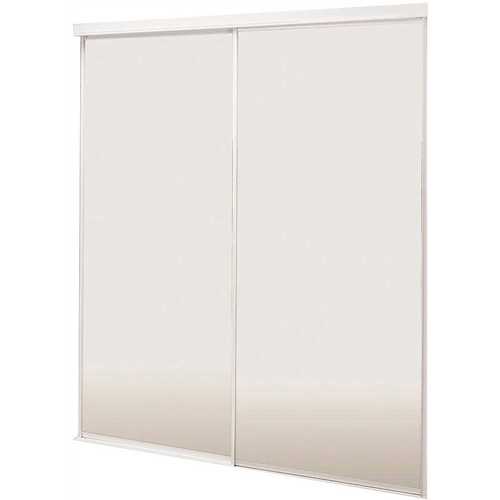 Contractors Wardrobe ASN-5980WH2S 59 in. x 80 1/2 in. Aspen White Steel Frame Hardboard Interior Sliding Door