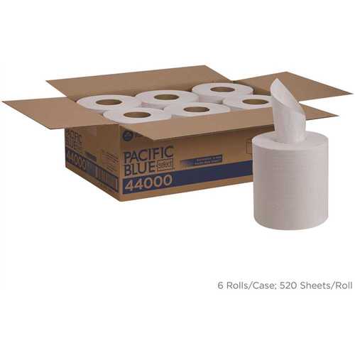 Pacific Blue Select 44000 White 2-Ply Center Pull Paper Towel (520-Sheets per Roll, ) - pack of 6
