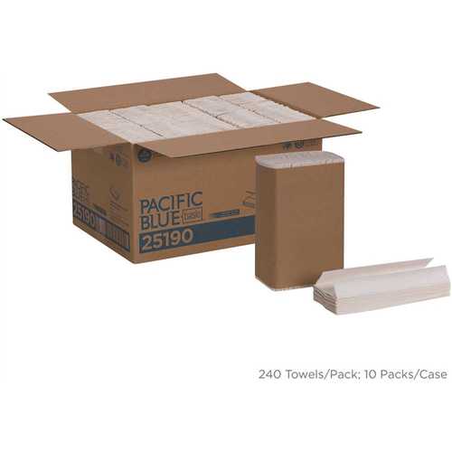 PACIFIC BLUE BASIC 25190 C-Fold White Recycled Paper Towels (240-Towels Per Pack, )
