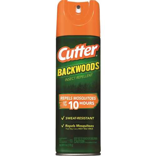 CUTTER Hg-96280-2 Backwoods 96280 Insect Repellent, 6 oz Aerosol Can, Liquid, Light Yellow, Deet, Ethanol