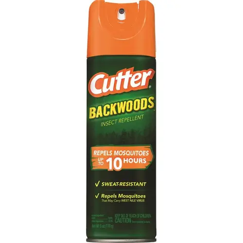 CUTTER Hg-96280-2 Backwoods 96280 Insect Repellent, 6 oz Aerosol Can, Liquid, Light Yellow, Deet, Ethanol