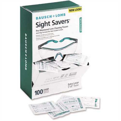 Bausch & Lomb BAL8576 Sight Savers Pre-Moistened Anti-Fog Tissues with Silicone - pack of 100