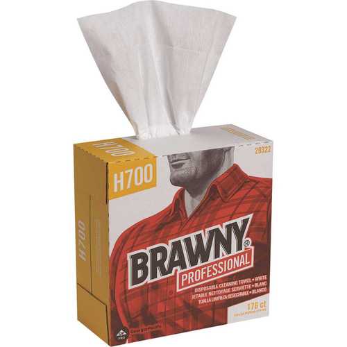 BRAWNY 29322 Professional H700 Disposable Cleaning Towel, Tall Box, White - pack of 10