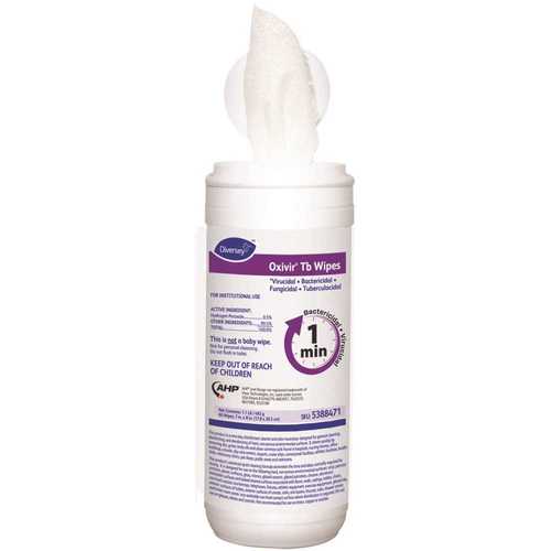 OXIVIR 5388471 7 in. x 8 in. TB Disinfecting Wipes ( Canister, 12 Canister Per Case)