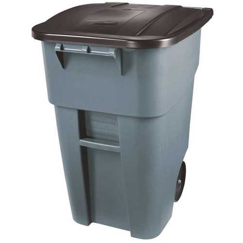 Rubbermaid FG9W2728GRAY Brute 50 Gal. Grey Rollout Trash Can with Lid