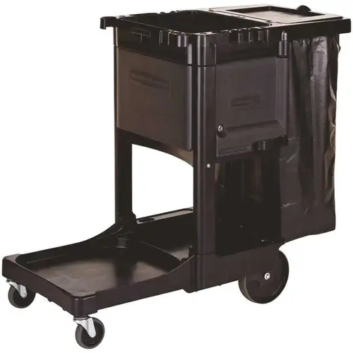 21.8 in. x 46 in. x 38 in. Executive Janitor Cleaning Cart Black