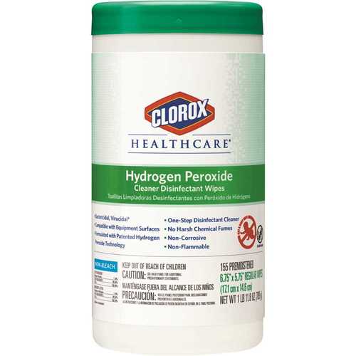 CLOROX 30825 Healthcare Hydrogen Peroxide Cleaner Disinfectant Wipes Canister