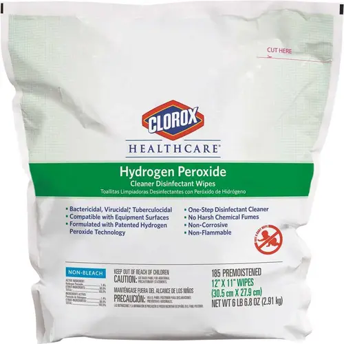 CLOROX 30827 Hydrogen Peroxide Cleaner Disinfectant Wipes Refill White - pack of 185