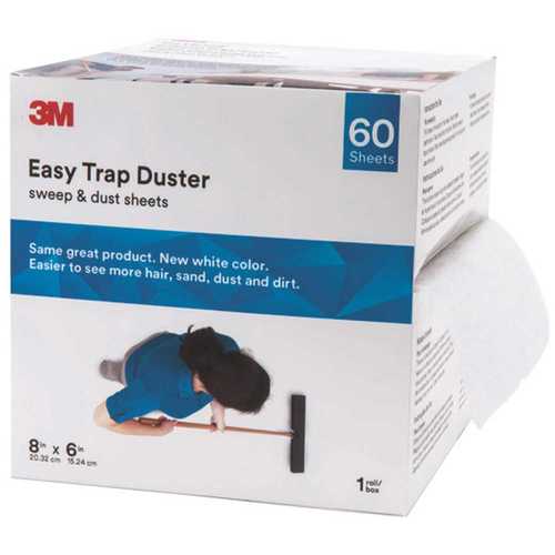 3M 59152W 8 in x 6 in Easy Trap Sweep and Dust Sheets (60 Sheets per Roll) White