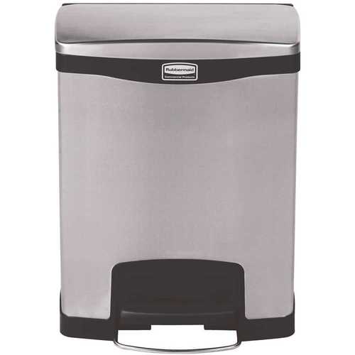 Slim Jim Step-On Black 8 gal. Stainless Steel Front Step Trash Can