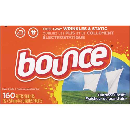 BOUNCE 003700080168 Outdoor Fresh Scent Fabric Softener Dryer Sheets - pack of 160