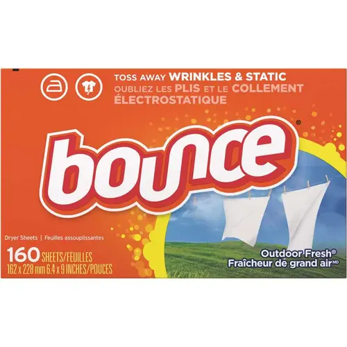 BOUNCE 003700080168 Outdoor Fresh Scent Fabric Softener Dryer Sheets White - pack of 160