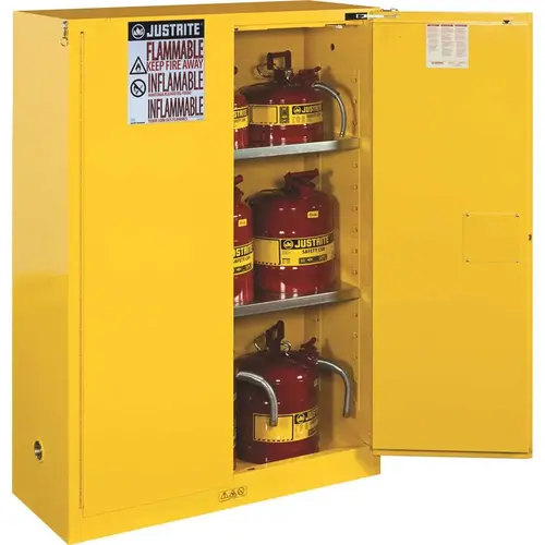 SAFETY STORAGE CABINET, 60 GALLON, 65 IN. X 34 IN. X 34 IN., MANUAL CLOSE Yellow