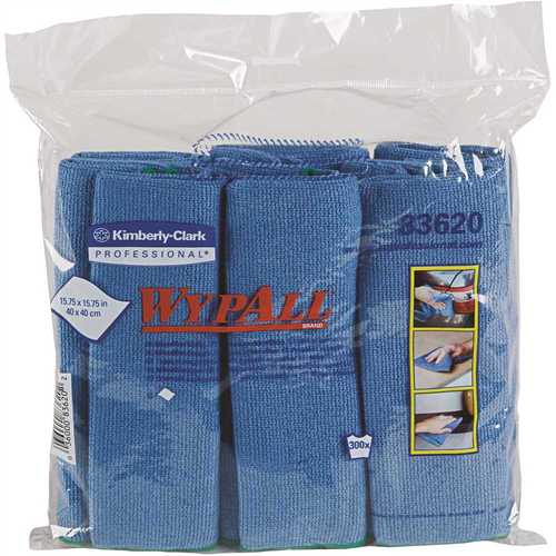 WypAll 83620 15.75 in. x 15.75 in. Blue Reusable Microfiber Cloths (, 6 Wipes/Container, ) - pack of 6