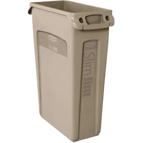 Slim Jim 23 Gal. Beige Rectangular Trash Can with Venting Channels