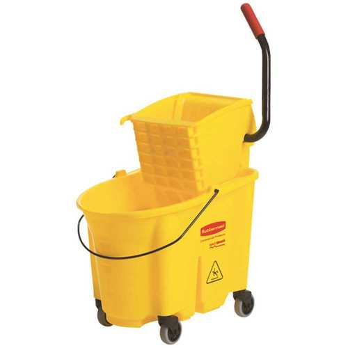 Wave Brake 35 Qt. Yellow Side-Press Combo Mop Bucket and Wringer System