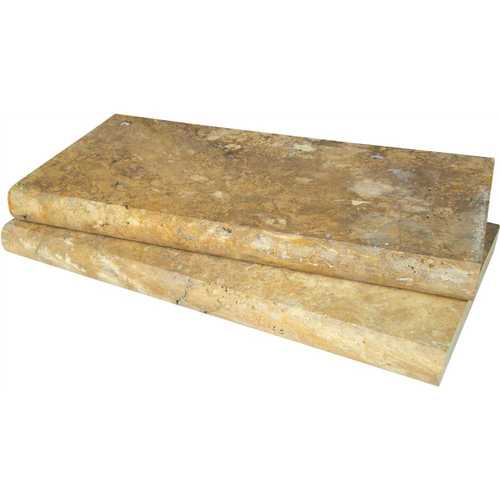 12 in. x 24 in. Riviera Gold Travertine Pool Coping (15 sq. ft./Pallet) - pack of 15