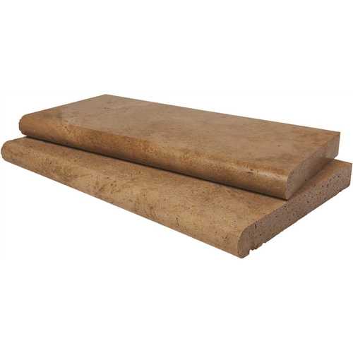 16 in. x 24 in. Mediterranean Walnut Brushed Travertine Pool Coping (40 8 sq. ft./Pallet) Tan - pack of 40