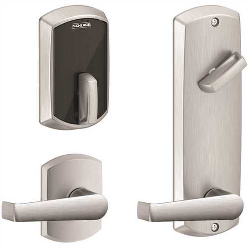 FE Satin Chrome Control Smart Interconnected 1-Sided Keyless Deadbolt with Elan Lever and Greenwich Trim