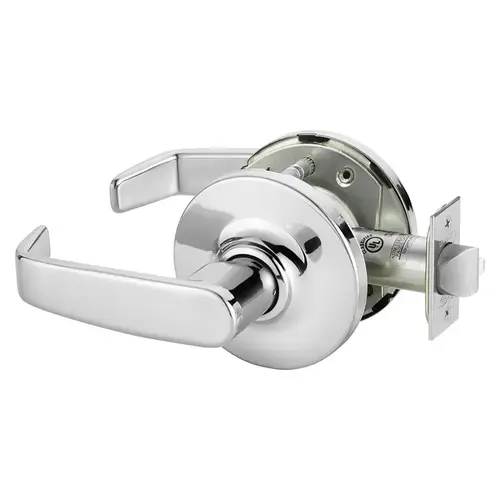 Grade 1 Passage Cylindrical Lock, L Lever, Non-Keyed, Bright Chrome Finish, Not Handed Bright Chrome