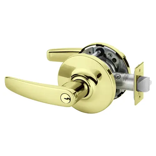 Grade 1 Classroom Cylindrical Lock, B Lever, Conventional Cylinder, Bright Brass Finish, Not Handed Bright Brass