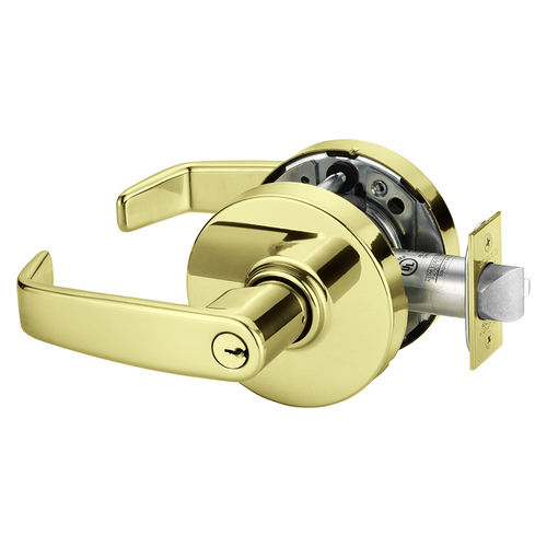 LCRX-10XG70 LL 3 Electrified Cylindrical Lock Bright Brass