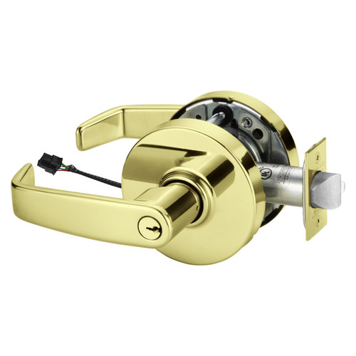 Electric Cylindrical Lock Bright Brass