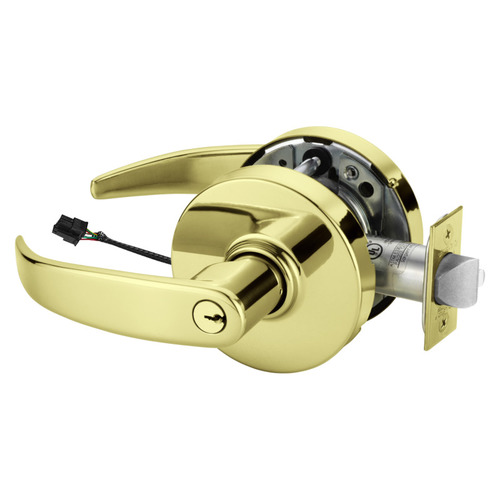 Electric Cylindrical Lock Bright Brass