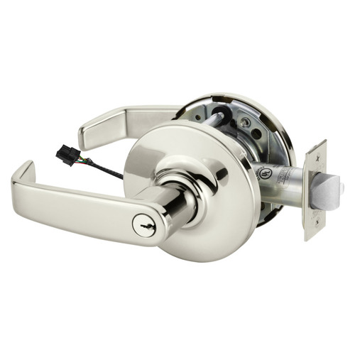 Electric Cylindrical Lock Bright Nickel Plated Clear Coated