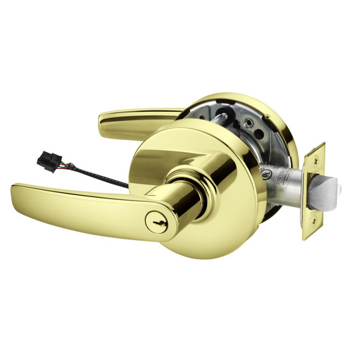 Electric Cylindrical Lock Bright Brass