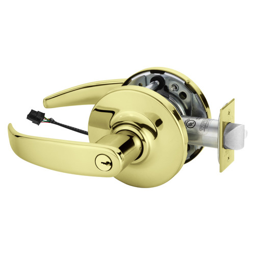 Electric Cylindrical Lock Bright Brass