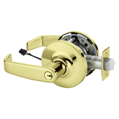 Electric Cylindrical Lock Bright Brass