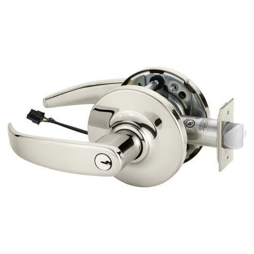 Electric Cylindrical Lock Bright Nickel Plated Clear Coated