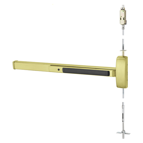 Concealed Vertical Rod Exit Device Satin Brass