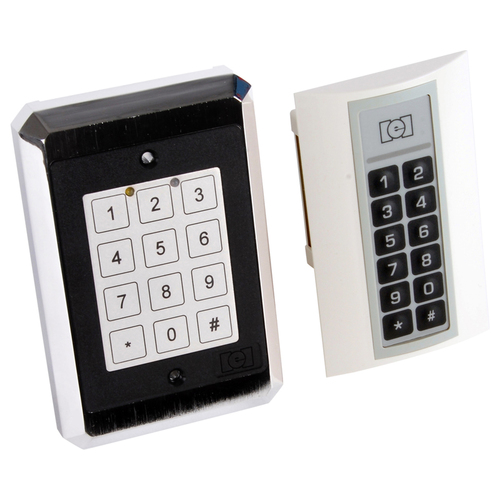 Indoor/Outdoor Flush-Mount Harsh Environmental Keypad, 120 Users, Single Gang Design, Touch Sensitive Solid-State Flat Keys, Heavy Chrome Plated Trim Ring, Internal Sounder, Bi-Color LED to Indicate Operation