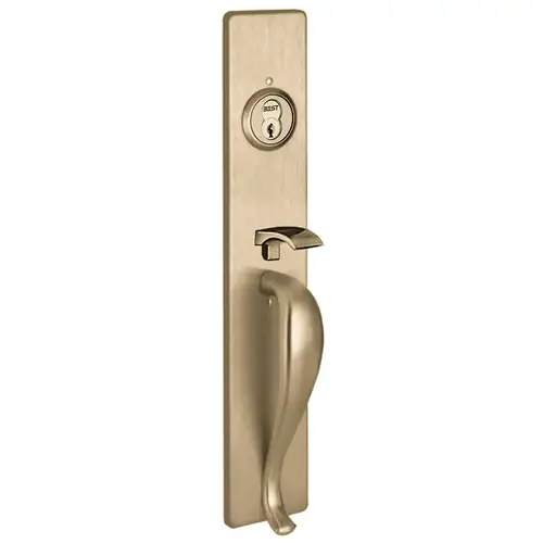 Apex and Olympian Series Wide Stile Trim, Key Controls Thumb Piece, B Design Pull, Satin Brass