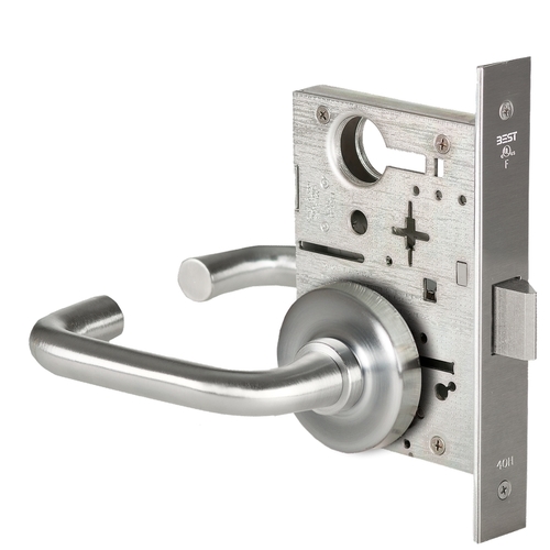 Mortise Lock Passage 03 Lever with R Rose Satin Chrome Finish