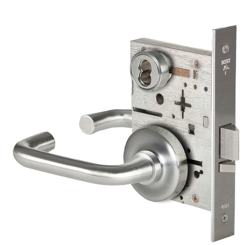 Mortise Lock Office without Toggle 3 Lever with R Rose with 7 Pin Housing Less Core Satin Chrome Finish