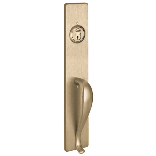 Apex and Olympian Series Wide Stile Trim, Key Retracts Latchbolt, B Design Pull, Retrofit Trim, Satin Brass