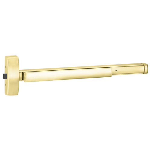 48" Rim Exit Device, Key Retracts Latchbolt, Cylinder Dogging, 4' Device, Bright Brass