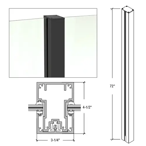 CRL C72CKBL 72" Matte Black Cielo Center Post Kit