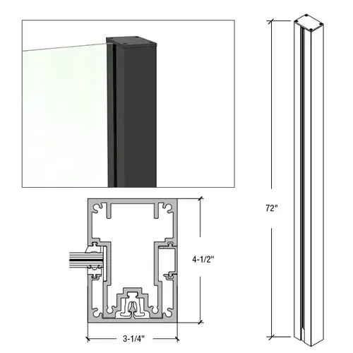 CRL C72EKBL 72" Matte Black Cielo End Post Kit