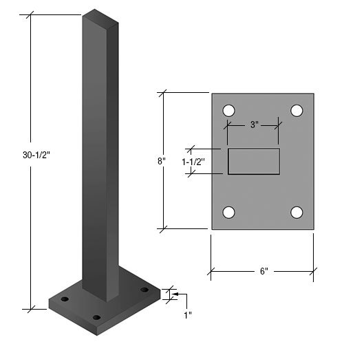 30" Matte Black Cielo Solid Stanchion