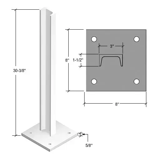 30" Sky White Cielo C-Shape Surface Mounted Stanchion