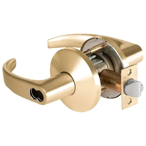 9K Series 2-3/4" Backset 7 Pin Entry 14 Lever and L Rose with ANSI Strike Less Core Satin Brass Finish