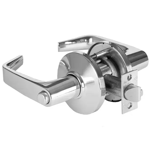 Grade 1 Hospital Privacy Cylindrical Lock, Lost Motion, 15 Lever, D Rose, Non-Keyed, Bright Chrome Finish, 2-3/4" ANSI Strike, Non-handed Bright Chrome