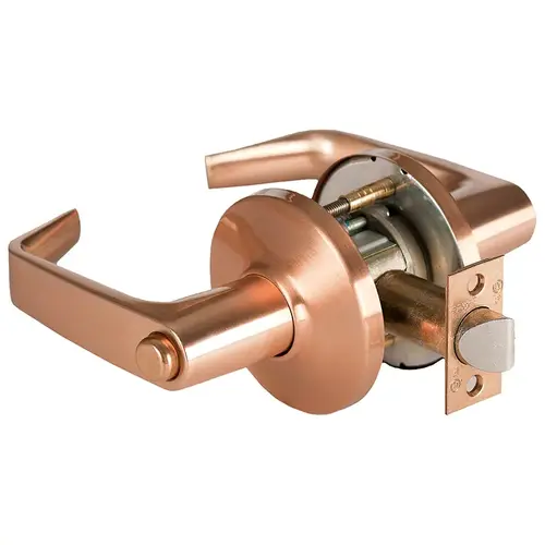 Grade 1 Privacy Cylindrical Lock, Lost Motion, 15 Lever, D Rose, Non-Keyed, Satin Bronze Finish, 2-3/4" ANSI Strike, Non-handed Satin Bronze