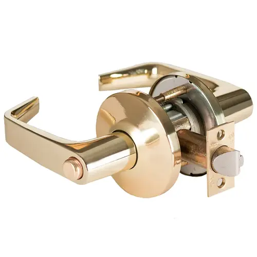 9K Series 2-3/4" Backset Privacy 15 Lever and L Rose with ANSI Strike Bright Brass Finish