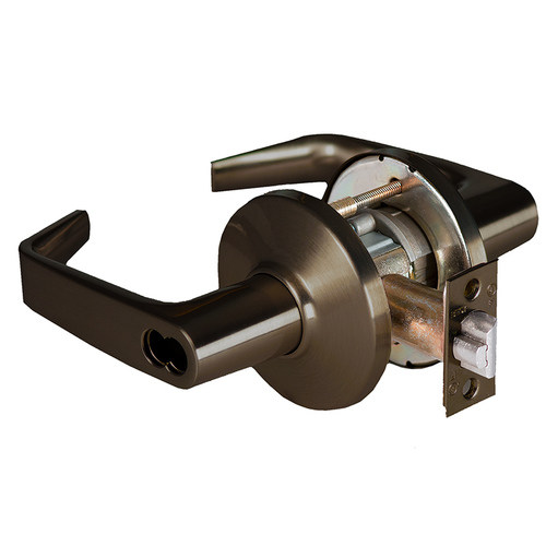 Grade 1 Classroom Cylindrical Lock, Lost Motion, 15 Lever, D Rose, SFIC Less Core, Oil-Rubbed Bronze Finish, 2-3/4" ANSI Strike, Non-handed Oil-Rubbed Bronze