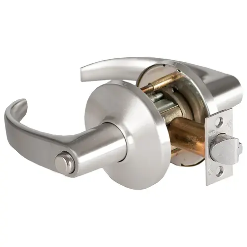 Grade 1 Hospital Privacy Cylindrical Lock, Lost Motion, 14 Lever, D Rose, Non-Keyed, Satin Chrome Finish, 2-3/4" ANSI Strike, Non-handed Satin Chrome